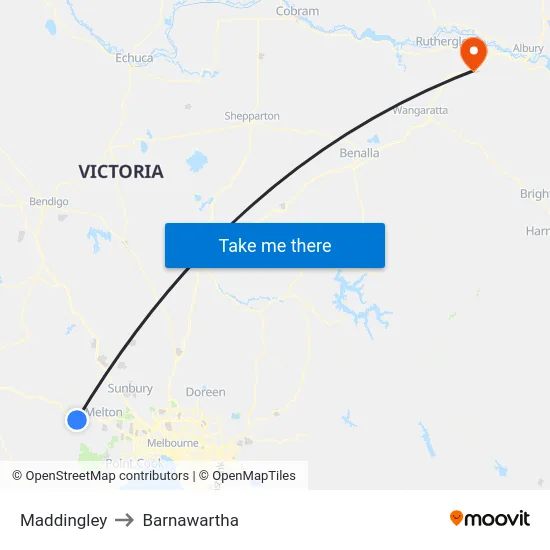 Maddingley to Barnawartha map