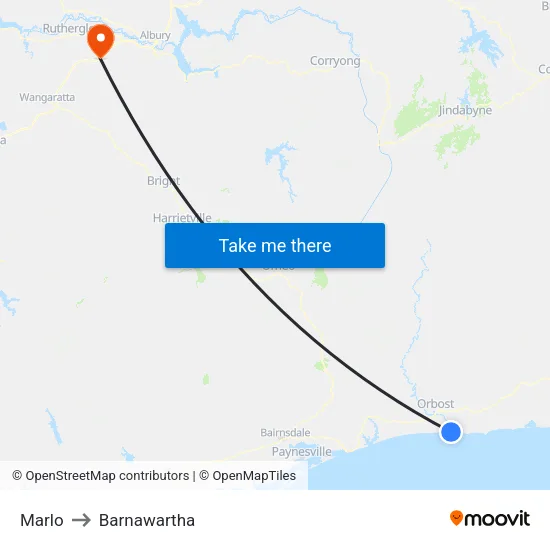 Marlo to Barnawartha map