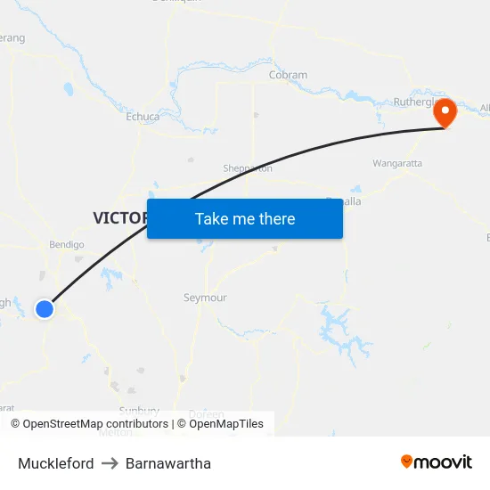 Muckleford to Barnawartha map