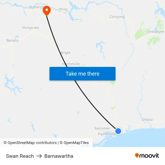 Swan Reach to Barnawartha map