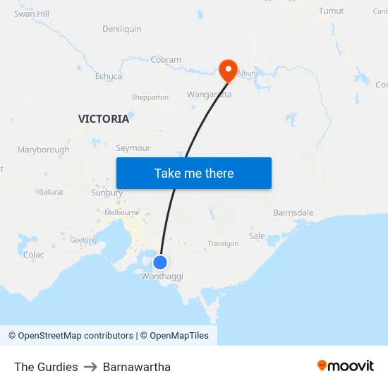 The Gurdies to Barnawartha map