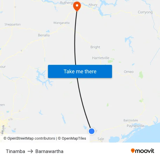 Tinamba to Barnawartha map