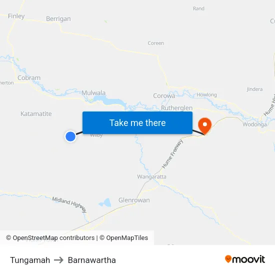 Tungamah to Barnawartha map