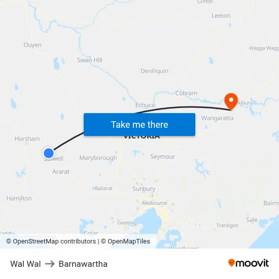Wal Wal to Barnawartha map