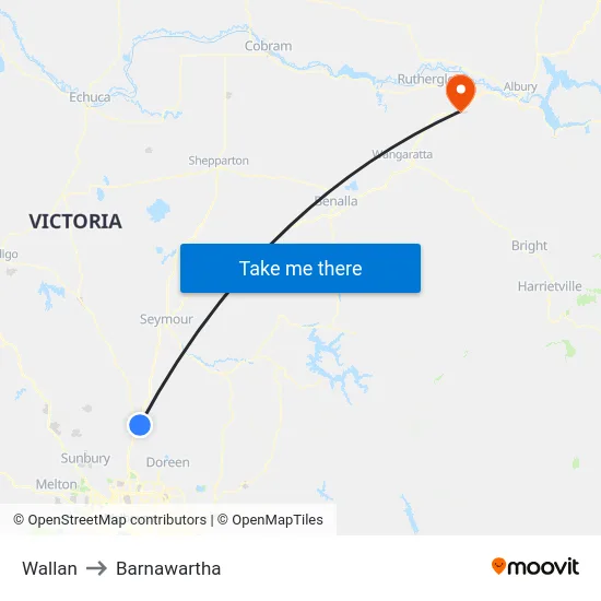 Wallan to Barnawartha map