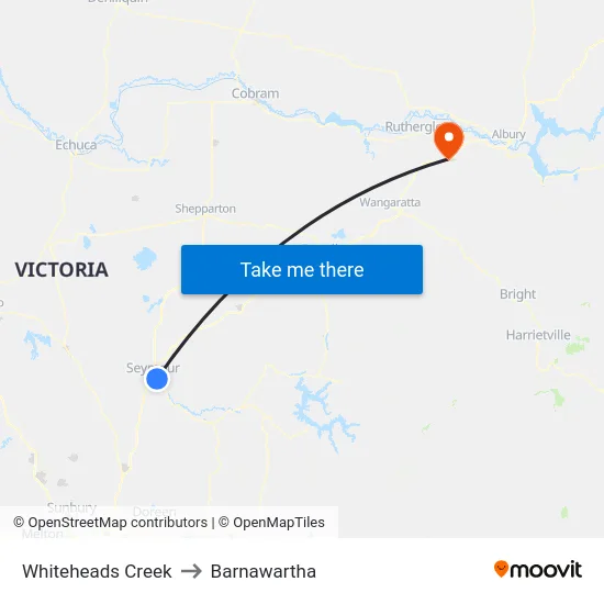 Whiteheads Creek to Barnawartha map