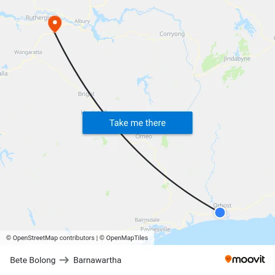 Bete Bolong to Barnawartha map