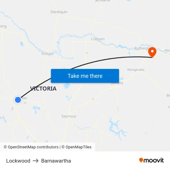 Lockwood to Barnawartha map
