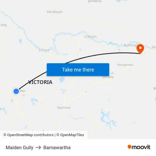 Maiden Gully to Barnawartha map