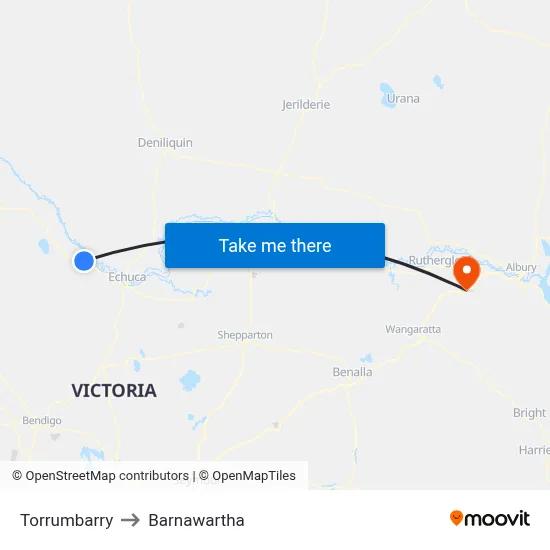 Torrumbarry to Barnawartha map