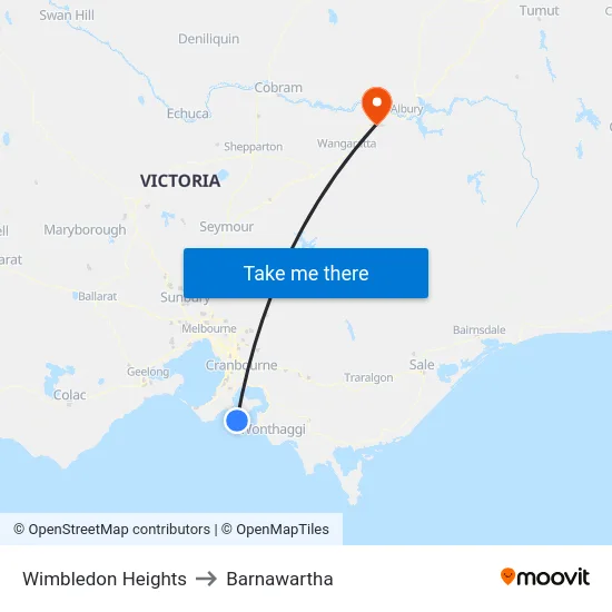 Wimbledon Heights to Barnawartha map