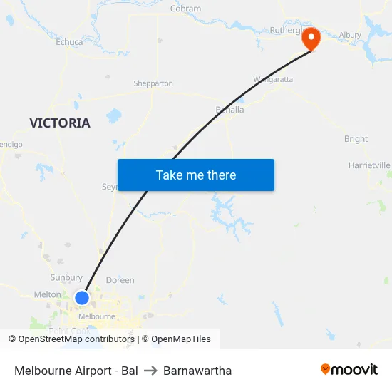 Melbourne Airport - Bal to Barnawartha map