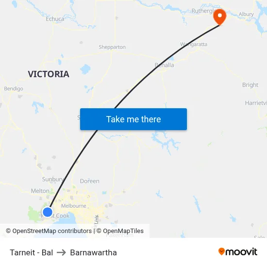 Tarneit - Bal to Barnawartha map