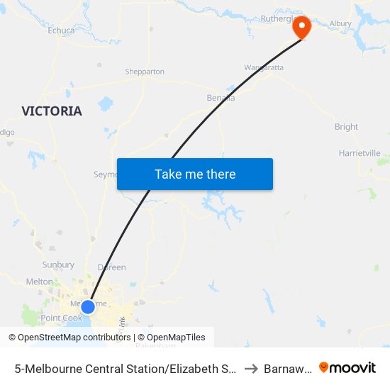 5-Melbourne Central Station/Elizabeth St (Melbourne City) to Barnawartha map