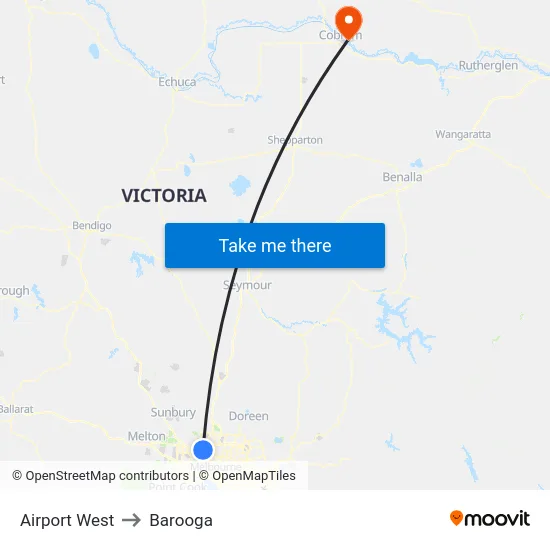 Airport West to Barooga map