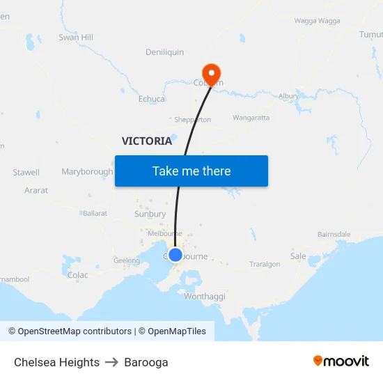 Chelsea Heights to Barooga map