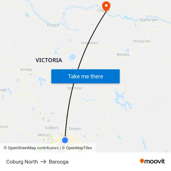 Coburg North to Barooga map