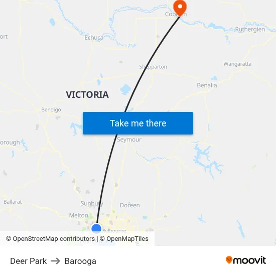 Deer Park to Barooga map
