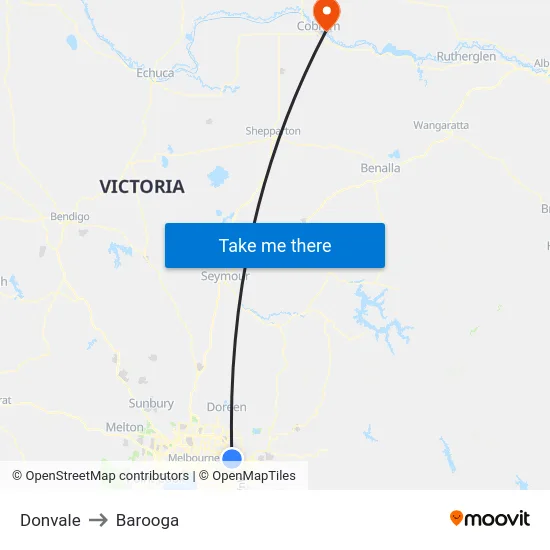 Donvale to Barooga map