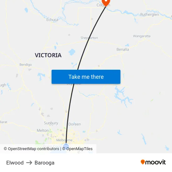 Elwood to Barooga map