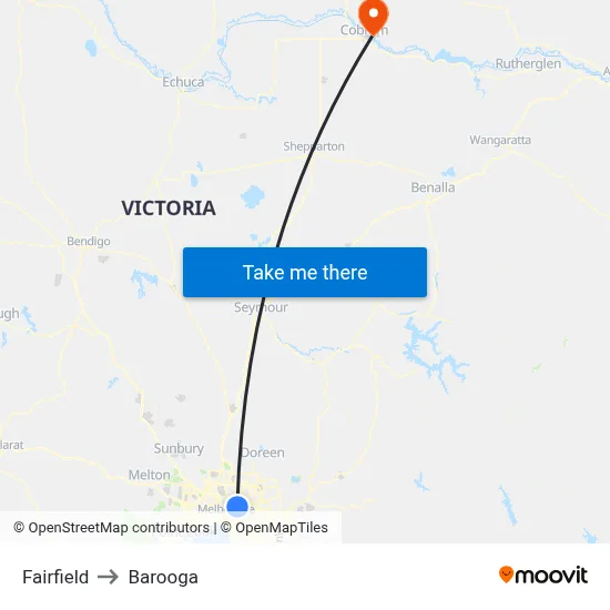 Fairfield to Barooga map