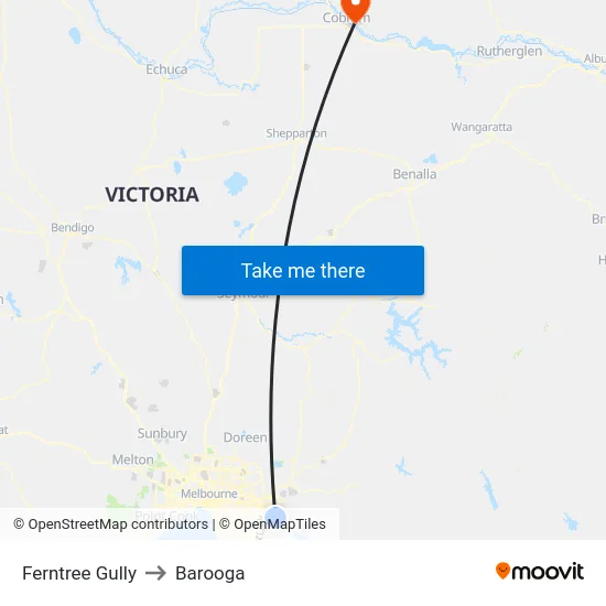 Ferntree Gully to Barooga map