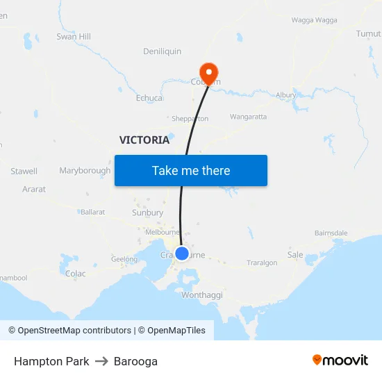 Hampton Park to Barooga map
