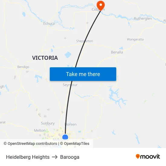 Heidelberg Heights to Barooga map
