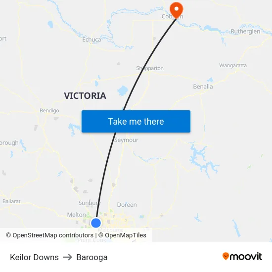 Keilor Downs to Barooga map