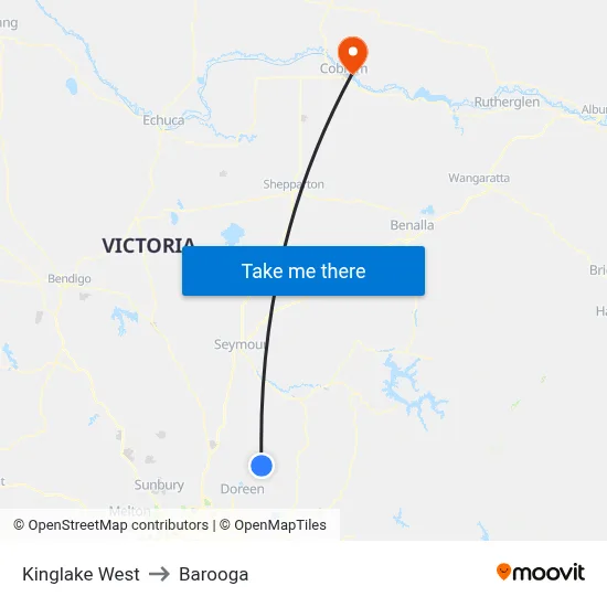 Kinglake West to Barooga map