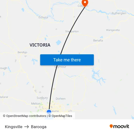 Kingsville to Barooga map