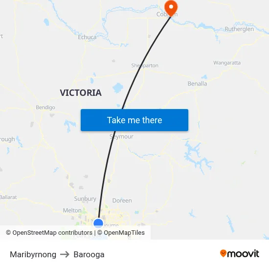 Maribyrnong to Barooga map