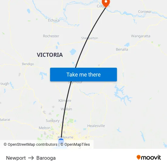 Newport to Barooga map