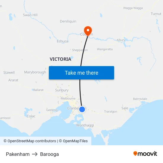 Pakenham to Barooga map