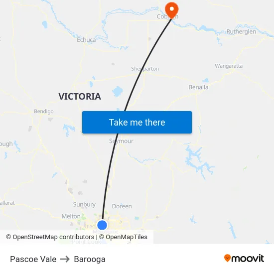 Pascoe Vale to Barooga map