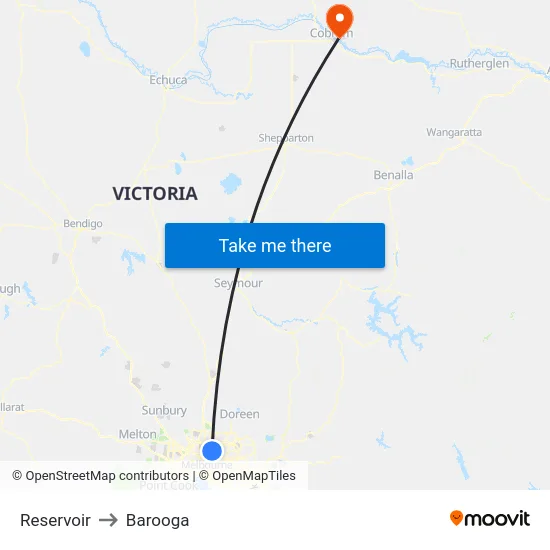 Reservoir to Barooga map