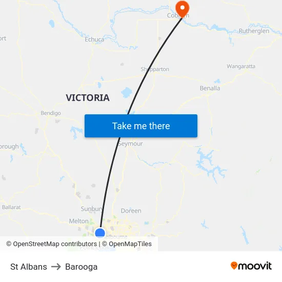 St Albans to Barooga map