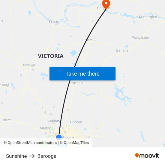 Sunshine to Barooga map