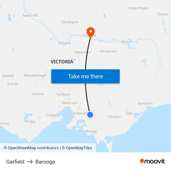 Garfield to Barooga map