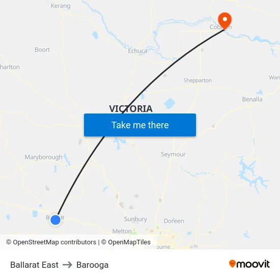 Ballarat East to Barooga map