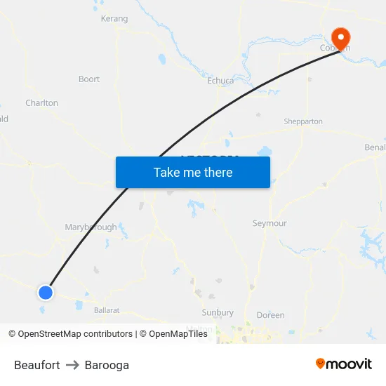 Beaufort to Barooga map