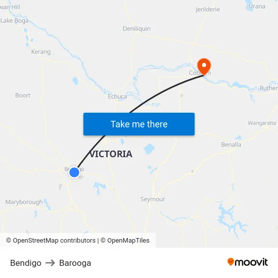 Bendigo to Barooga map