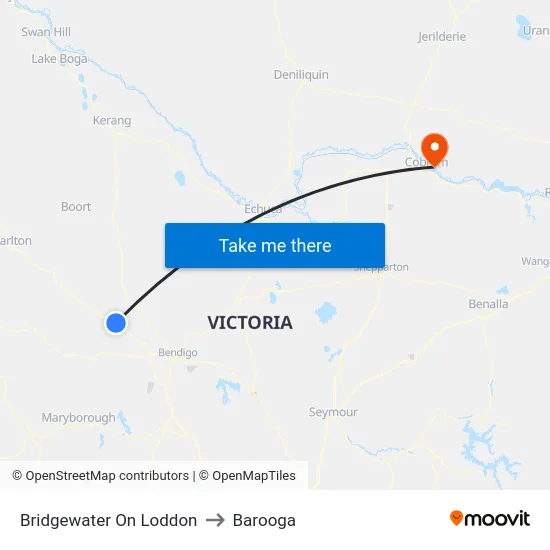 Bridgewater On Loddon to Barooga map