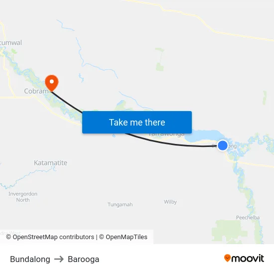 Bundalong to Barooga map