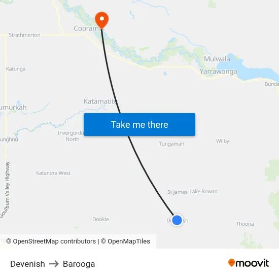 Devenish to Barooga map