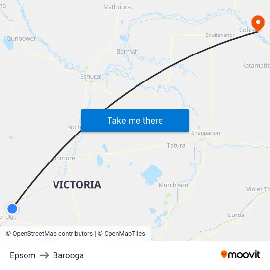 Epsom to Barooga map