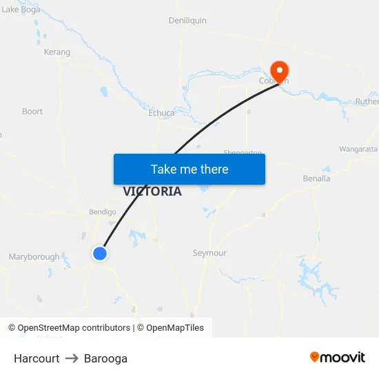 Harcourt to Barooga map