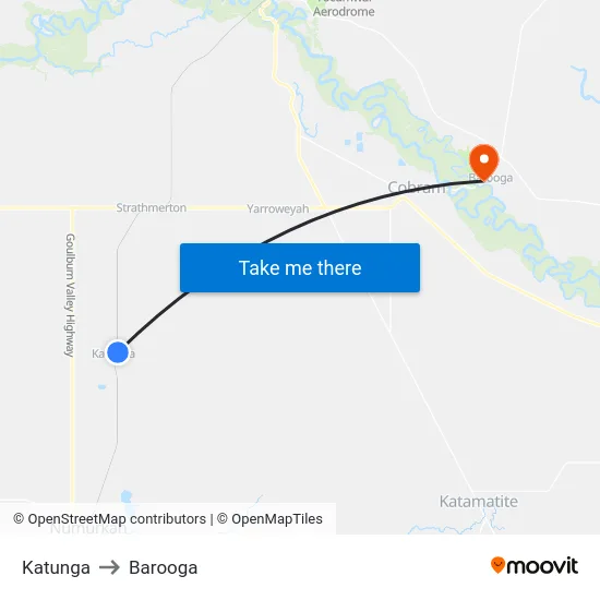 Katunga to Barooga map