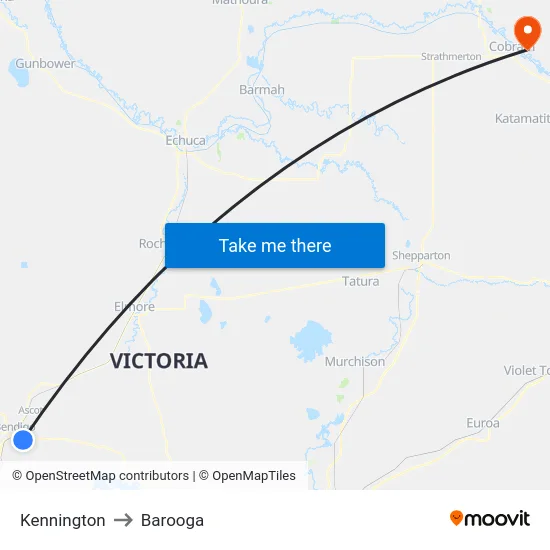 Kennington to Barooga map