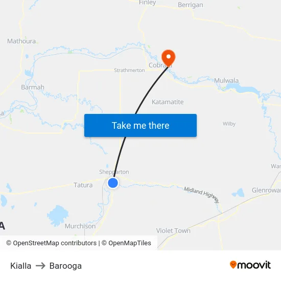 Kialla to Barooga map